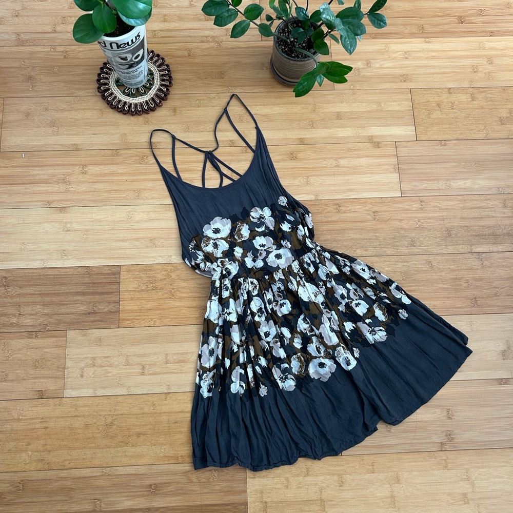 Free People Dress with White & Brown Flowers